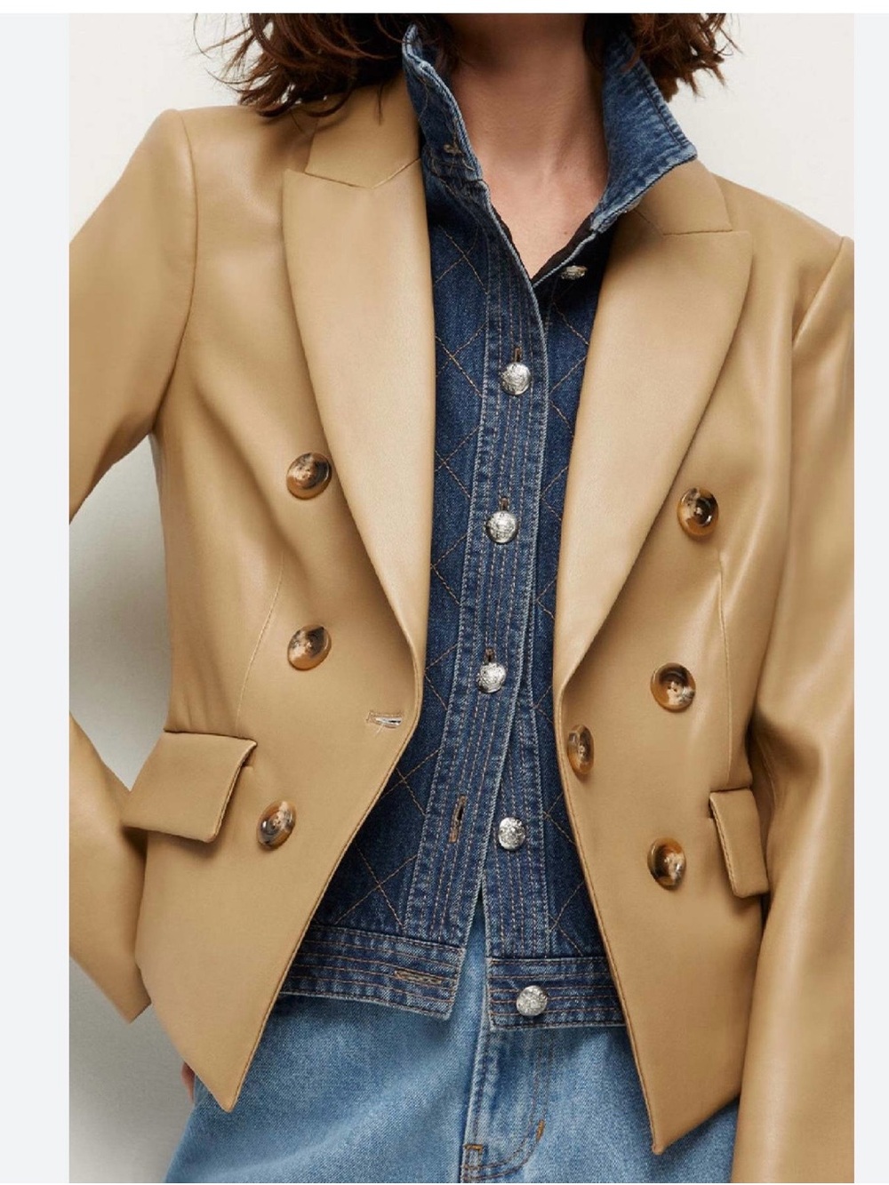 Veronica Beard Cooke Vegan Leather Khaki Jacket NWOT - Picture 2 of 9